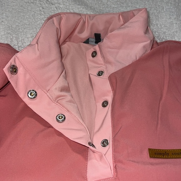 Simply Southern size XL 1/4 snap pink pullover two toned chest panel draw string - Picture 13 of 15